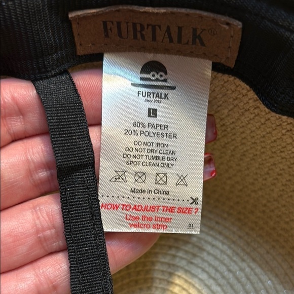 NEW Furtalk Cream Straw Hat Cream Bow Adjustable Sz Detachable Chin Strap Paper - Picture 8 of 9